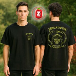 Megadeth General Vic Holy Wars The Punishment Due General Vic Skull Design Black Heavy Metal Two Sides T-Shirt