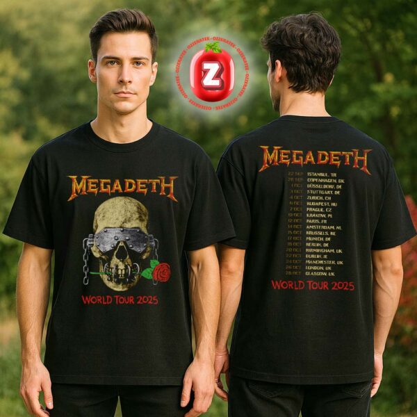 Megadeth Master Of Death Itin World Tour 2025 Itinerary Back Print Vintage Metal Two Sides Unisex T-Shirt