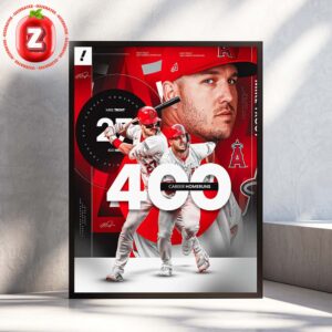 Mike Trout Reaches 400 Career Home Runs With Los Angeles Angels 2025 MLB Season Home Decor Poster Canvas