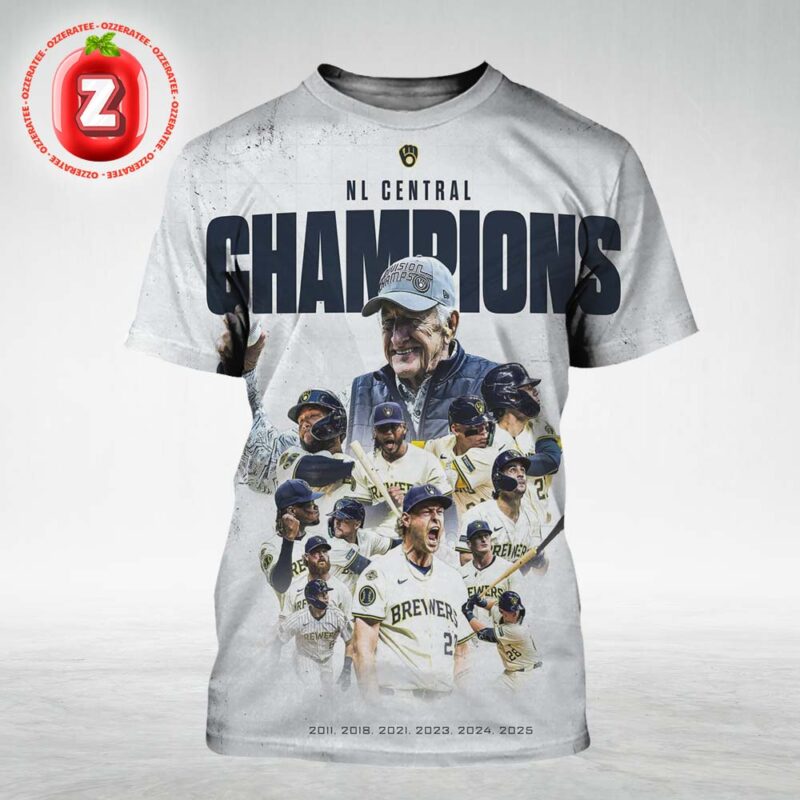 Milwaukee Brewers Celebrate NL Central Championships From 2011 To 2025 All Over Print Shirt