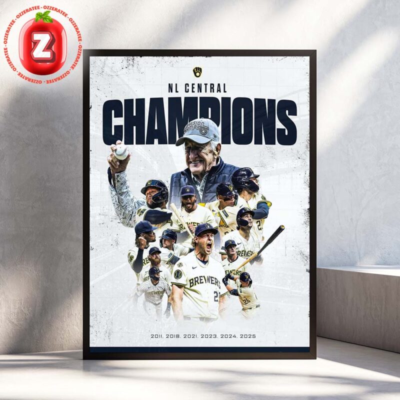 Milwaukee Brewers Celebrate NL Central Championships From 2011 To 2025 Home Decor Poster Canvas