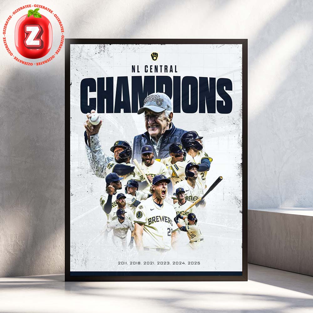 Milwaukee Brewers Celebrate NL Central Championships From 2011 To 2025 Home Decor Poster Canvas