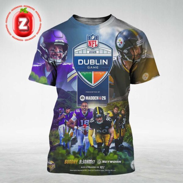 Minnesota Vikings International Dublin Game vs Pittsburgh Steelers NFL Football 2025 All Over Print Shirt