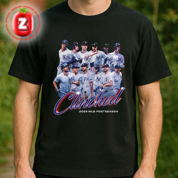 New York Yankees Clinched 2025 MLB Postseason Baseball Poster Team Celebration Artwork Unisex T-Shirt