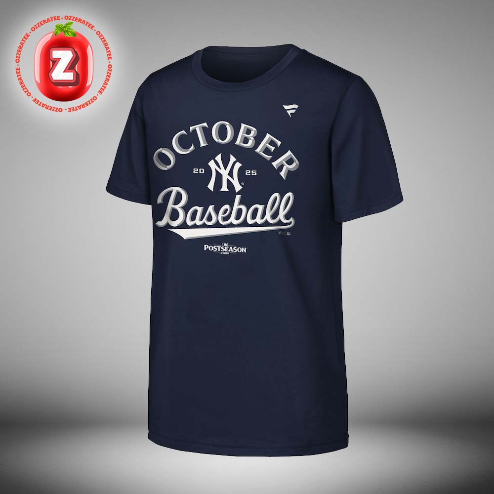 New York Yankees Navy 2025 MLB Postseason Locker Room Unisex T-Shirt