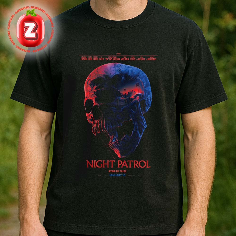 Night Patrol Movie Poster Skull Artwork Crime Thriller 2025 Teaser Unisex T-Shirt Night Patrol Movie Poster Skull Artwork Crime Thriller 2025 Teaser Unisex T-Shirt