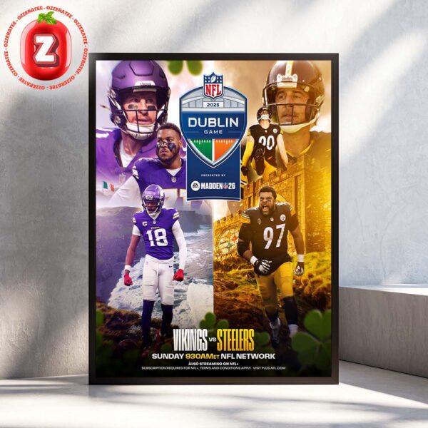 Pittsburgh Steelers International Dublin Game vs Minnesota Vikings NFL Football 2025 Home Decor Poster Canvas
