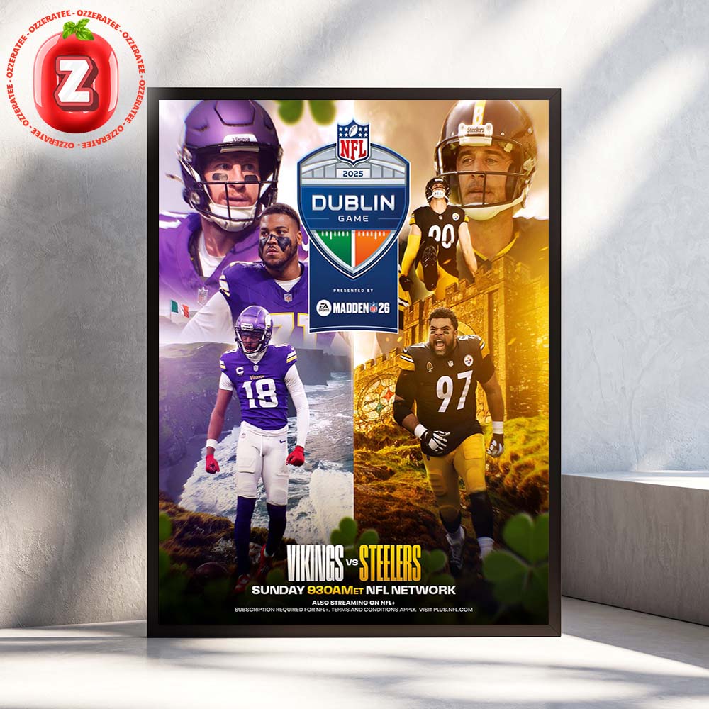 Pittsburgh Steelers International Dublin Game vs Minnesota Vikings NFL Football 2025 Home Decor Poster Canvas