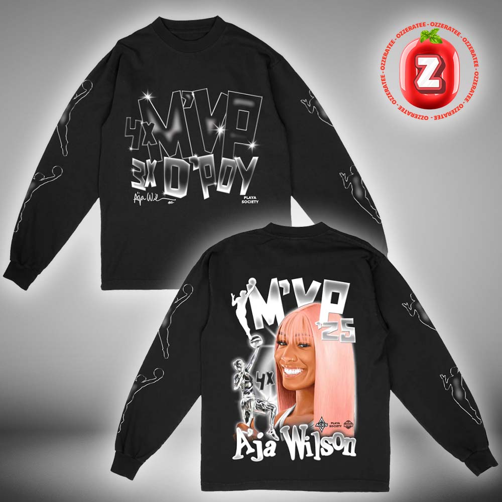 Playa Society 2025 WNBA MVP A'ja Wilson First WNBA 4x MVP All Over Print Long Sleeve