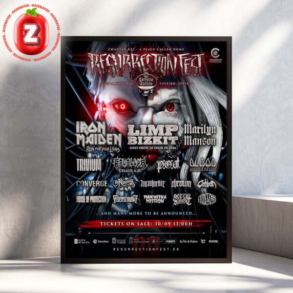 Resurrection Fest 2026 Poster In Viveiro Spain On July 1-4 Featuring Iron Maiden Limp Bizkit Marilyn Manson Metal Artwork Home Decor Poster Canvas