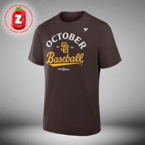 San Diego Padres Fanatics Brown 2025 MLB Postseason Locker Room Unisex T-Shirt