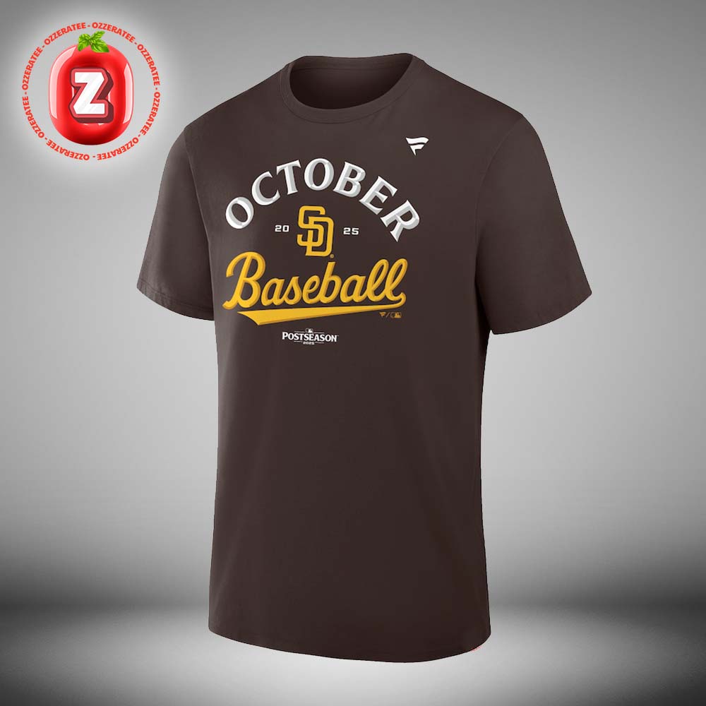 San Diego Padres Fanatics Brown 2025 MLB Postseason Locker Room Unisex T-Shirt
