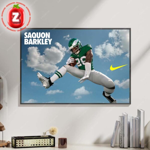Saquon Barkley Philadelphia Eagles Signature Hurdle Highlight NFL x Nike Football 2025 High Energy Artwork Home Decor Poster Canvas