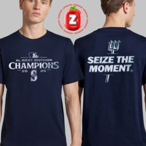 Seattle Mariners 2025 MLB AL West Division Champions Seize The Moment Two Sided T-Shirt