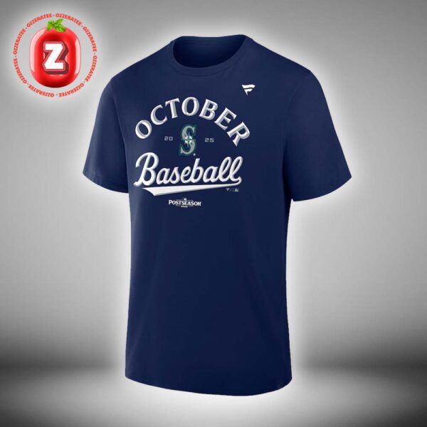 Seattle Mariners Navy 2025 MLB Postseason Locker Room Unisex T-Shirt