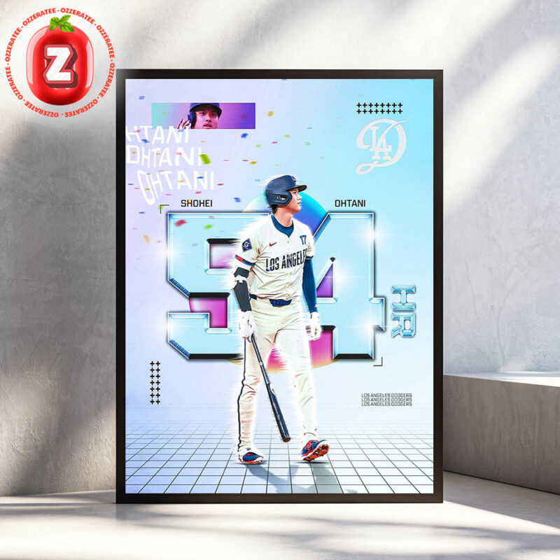 Shohei Ohtani Los Angeles Dodgers 54 Home Runs Single Season Record MLB Baseball 2025 Neon Futuristic Artwork Home Decor Poster Canvas