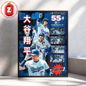 Shohei Ohtani Los Angeles Dodgers 55 Home Runs MLB Baseball 2025 New Career High Home Decor Poster Canvas