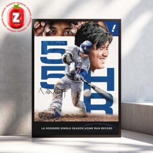 Shohei Ohtani Los Angeles Dodgers Single Season 55 Home Run Record MLB Baseball 2025 Power Hitting Artwork Home Decor Poster Canvas
