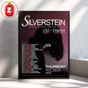 Silverstein 25 Years Of Noise The Last Chance USA Canada Tour 2025 With Thursday Free Throw Bloom Home Decor Poster Canvas