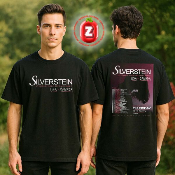 Silverstein 25 Years Of Noise The Last Chance USA Canada Tour 2025 With Thursday Free Throw Bloom Two Sides Unisex T-Shirt