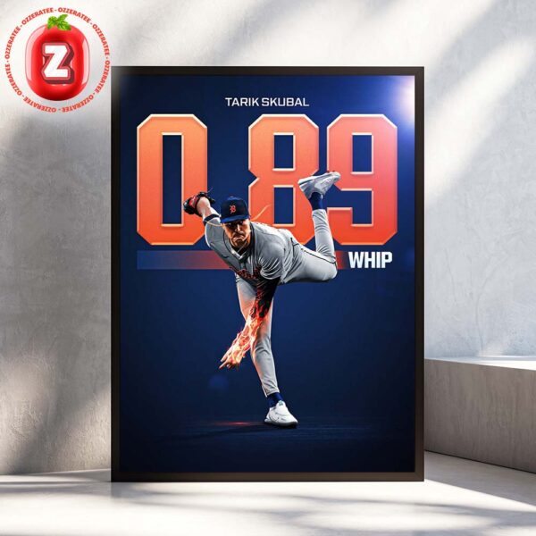 Tarik Skubal Detroit Tigers WHIP Leader MLB Baseball 2025 Fiery Dominance Home Decor Poster Canvas