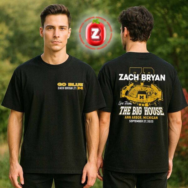 Zach Bryan Go Blue The Big House Michigan Wolverines Stadium Ann Arbor Mi ON September 27th 2025 Two Sides Unisex T-Shirt