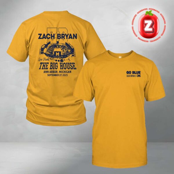 Zach Bryan x Michigan Wolverine The Big House 2025 Michigan Stadium In Ann Arbor on September 27th 2025 Two Sides Unisex T-Shirt