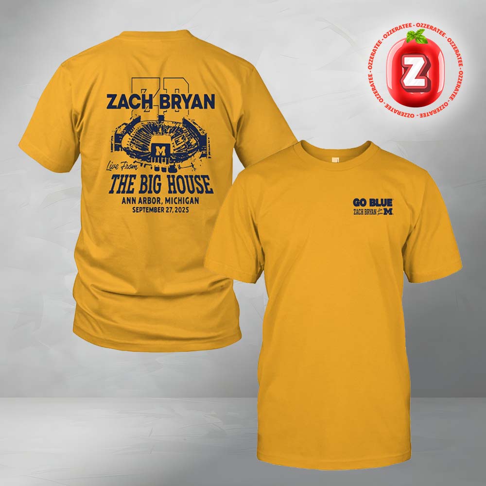 Zach Bryan x Michigan Wolverine The Big House 2025 Michigan Stadium In Ann Arbor on September 27th 2025 Two Sides Unisex T-Shirt