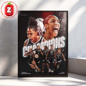 Aja Wilson Las Vegas Aces 2025 Champions WNBA Basketball Historic Three-Peat Victory Artwork Home Decor Poster Canvas