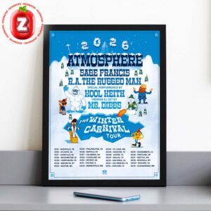 Atmosphere The Winter Carnival Tour 2026 Poster Featuring Sage Francis & R.A. The Rugged Man Home Decor Poster Canvas