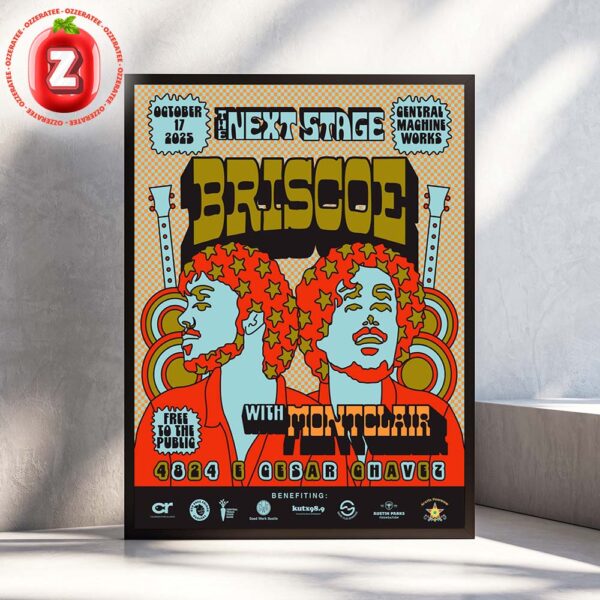 Briscoe Concert Poster At Central Machine Works In Austin On October 17 2025 With Montclair Psychedelic Pop Art Design Home Decor Poster Canvas