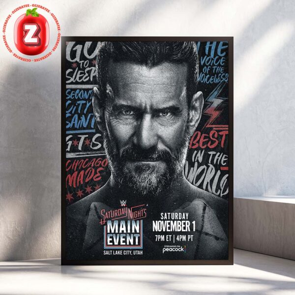 CM Punk WWE Saturday Night Main Event Poster Salt Lake City Utah November 2025 Best In The World Edition Home Decor Poster Canvas