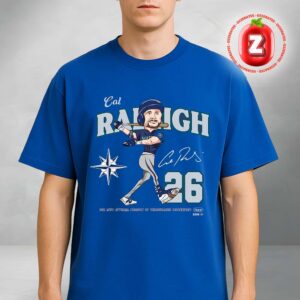 Cal Raleigh #29 Seattle Mariners Cartoon Swing Signature 2025 MLB Baseball Graphic Unisex T-Shirt