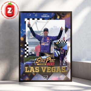 Denny Hamlin South Point 400 NASCAR Cup Series Win In Las Vegas 2025 Victory Celebration Poster FOX Sports Edition Home Decor Poster Canvas
