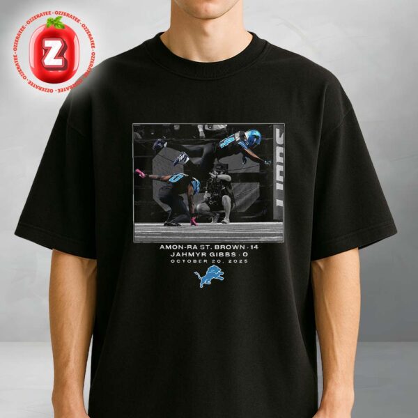 Detroit Lions Amon-Ra St. Brown & Jahmyr Gibbs Black NFL Flash Features Week 7 Unisex T-Shirt