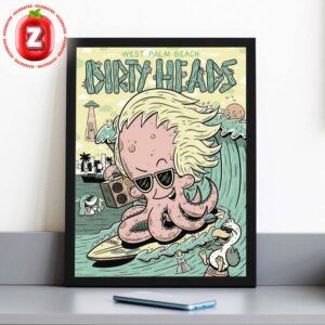 Dirty Heads Live Concert Poster At West Palm Beach FL On 2025 Surf Reggae Cartoon Octopus Artwork Home Decor Poster Canvas