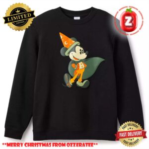Disney Mickey Mouse 2025 Halloween Sweatshirt Orange Wizard Hat Pullover Spooky Unisex Top