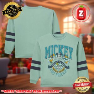 Disney Mickey and Friends 2025 Varsity Crewneck Sweatshirt Vintage College Style Pullover Unisex