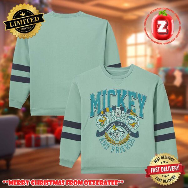 Disney Mickey and Friends 2025 Varsity Crewneck Sweatshirt Vintage College Style Pullover Unisex