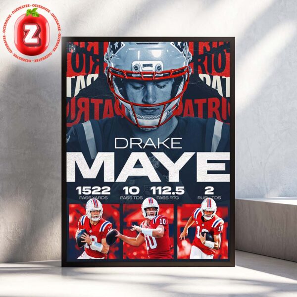 Drake Maye New England Patriots 2025 NFL Season Highlights Poster Football Artwork Home Decor Poster Canvas