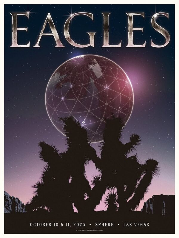 Eagles Tour Poster In Las Vegas USA October 2025 Desert Sphere Night Artwork