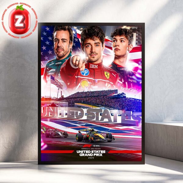 Formula 1 United States Grand Prix 2025 Featuring Charles Leclerc Fernando Alonso And F1 Drivers Racing Artwork Home Decor Poster Canvas