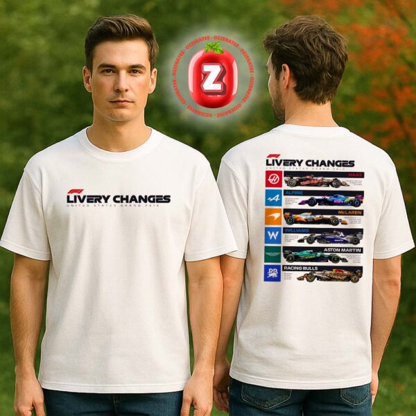 Formula 1 United States Grand Prix 2025 Livery Changes Showcase Two Sides Unisex T-Shirt