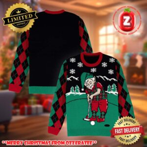 Golfing Elf Santa Claus Gift For Family Ugly Christmas Sweater