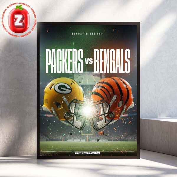 Green Bay Packers vs Cincinnati Bengals 2025 NFL Sunday Week 8 Wisconsin Clash Home Decor Poster Canvas