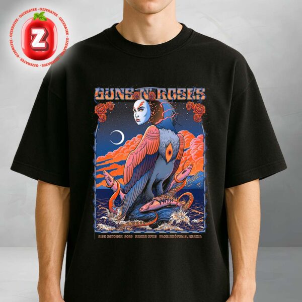 Guns N Roses Concert Poster At Arena Opus In Florianopolis Brazil On October 21 2025 Psychedelic Art Print Unisex T-Shirt