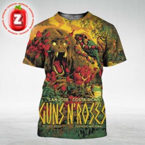 Guns N Roses Live Concert Poster At Estadio Nacional In San Jose Costa Rica On October 1 2025 Jungle Beast Snake Artwork All Over Print Shirt