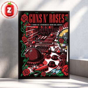 Guns N Roses Live Show Poster At Estadio Huracán In Buenos Aires Argentina On October 17 2025 Red Roses Guitar Artwork Home Decor Poster Canvas