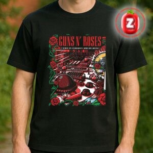 Guns N Roses Live Show Poster At Estadio Huracán In Buenos Aires Argentina On October 17 2025 Red Roses Guitar Artwork Unisex T-Shirt