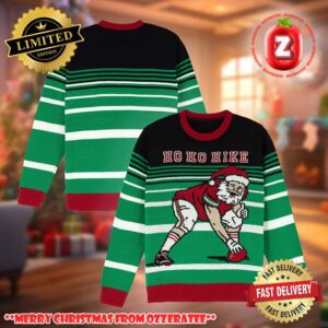 Ho Ho Hike Football Santa Claus 2025 Ugly Christmas Sweater